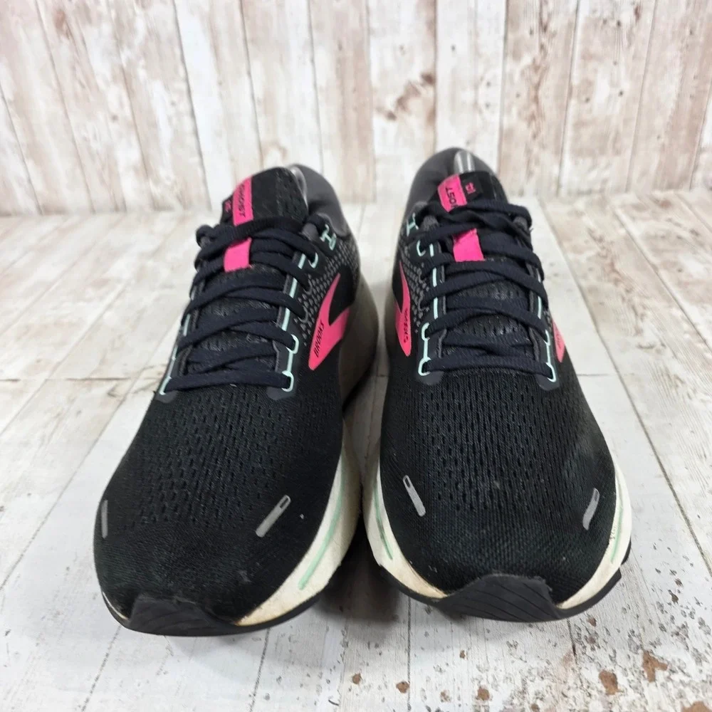 Brooks Ghost 14 Womens Running Shoes Black Pink Seafoam 1203561B013 Size 11 B